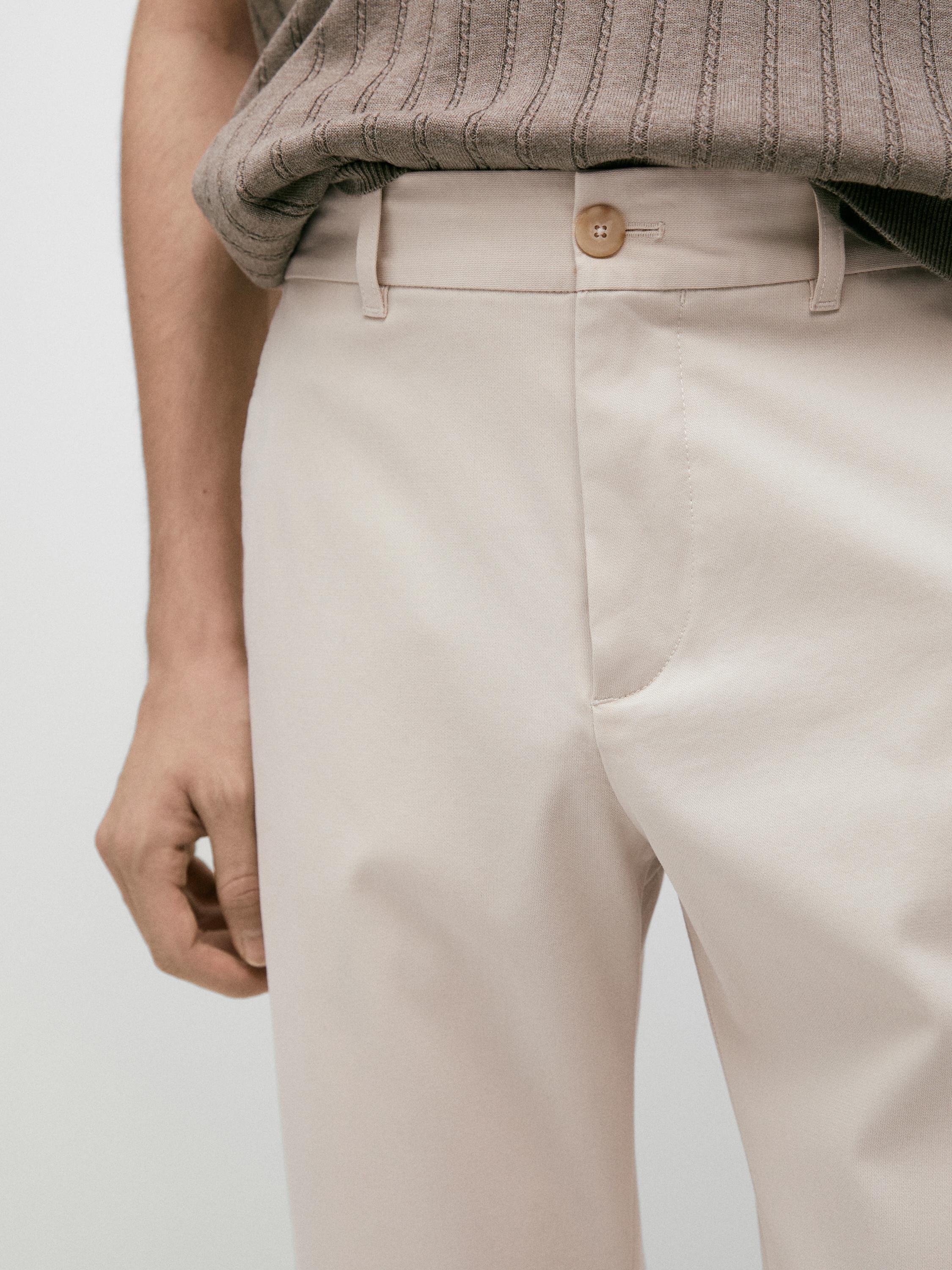 Cotton blend tapered fit trousers